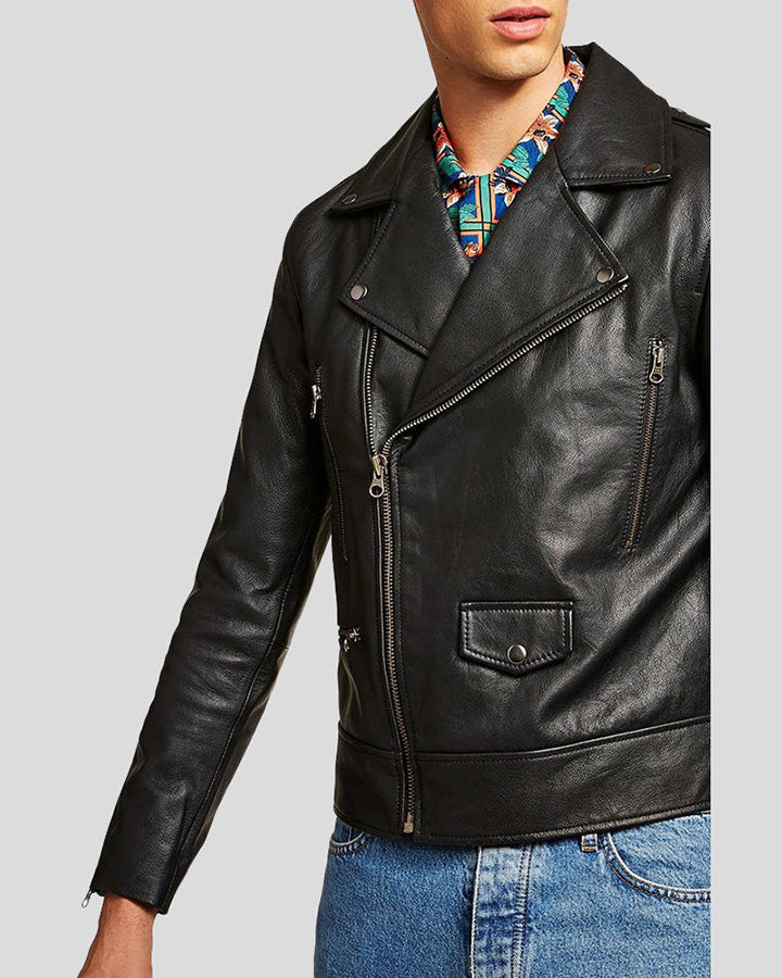 BEK BLACK MOTORCYCLE LEATHER JACKET