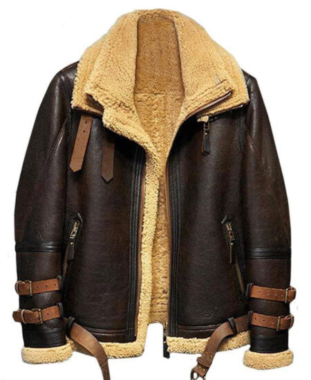 Men B3 Flight Sheepskin Aviator Fur Leather Jacket