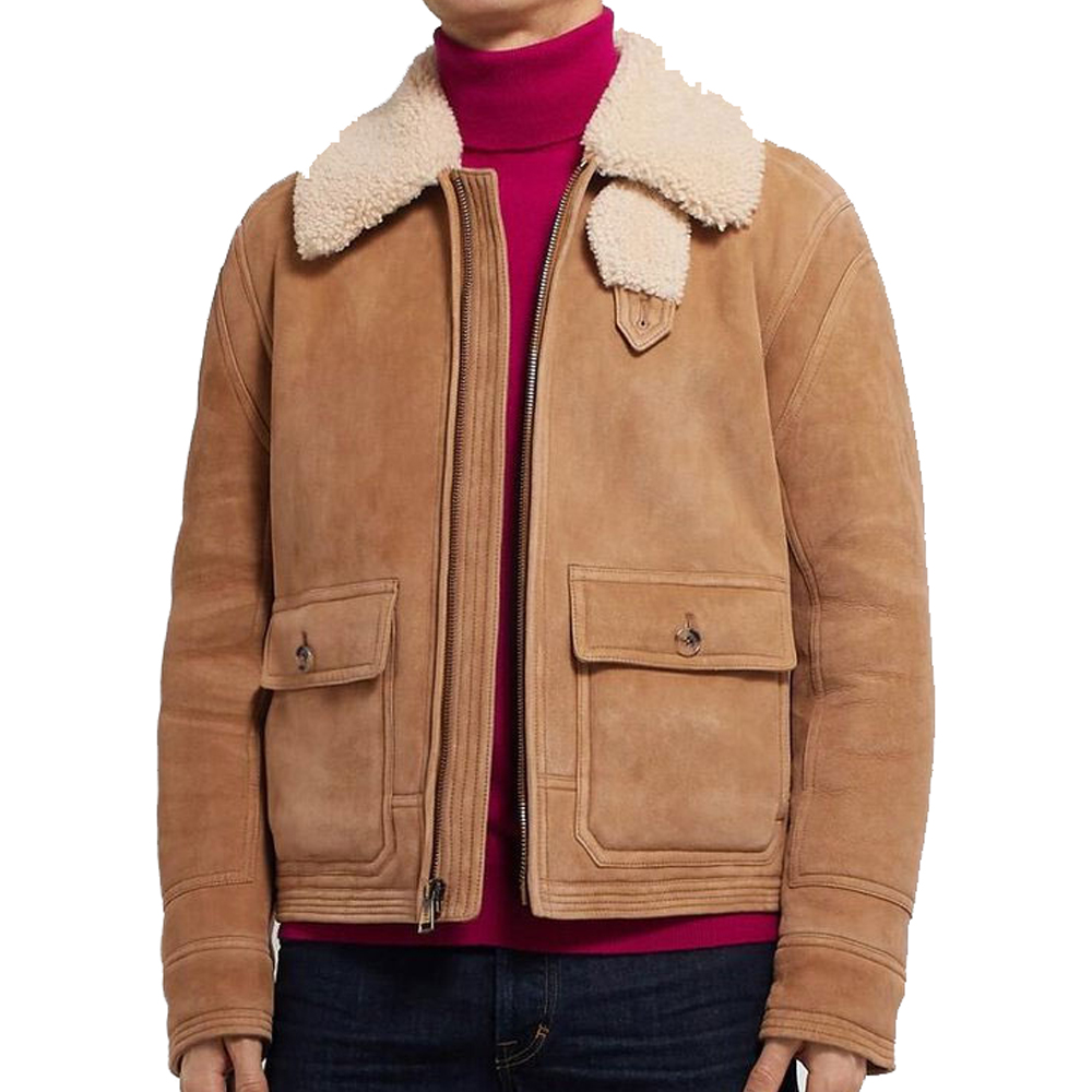 Men Light Brown Beedon Shearling Jacket