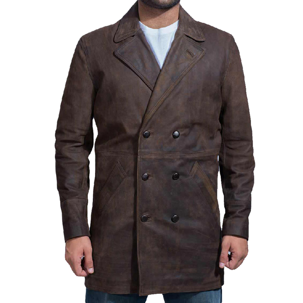 Men Half Life Brown Leather Coat