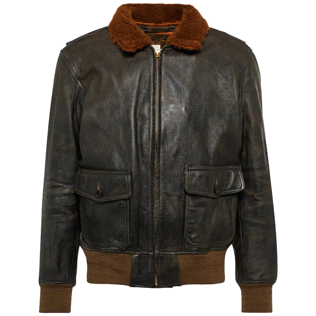 Shearling Collar Leather Jacket