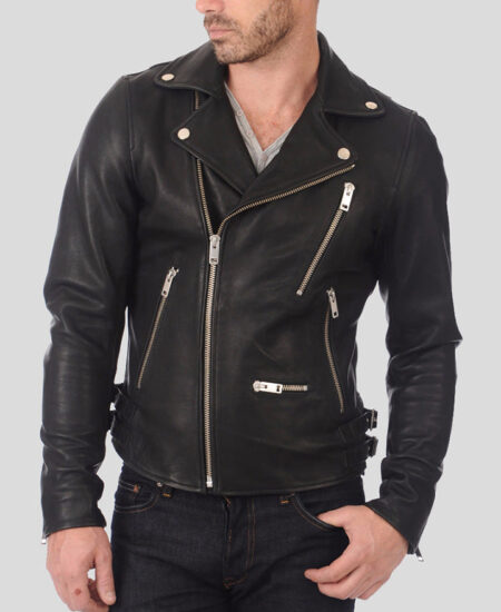 COBY BLACK BIKER LEATHER JACKET