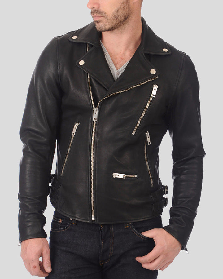 COBY BLACK BIKER LEATHER JACKET