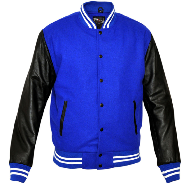 Men Lightweight Wool with Real Leather Premium Varsity Letterman Jacket